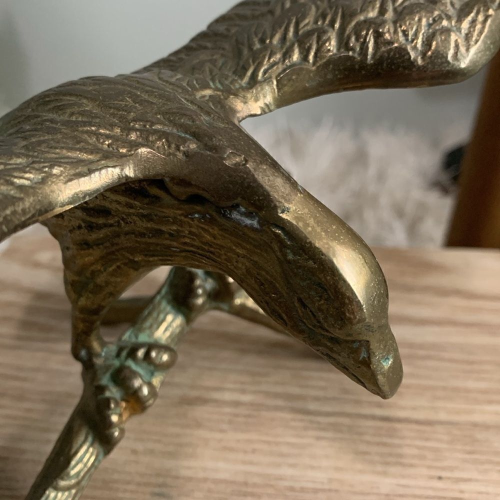 MCM Style Brass‎ Eagle On Branch Figure Made In Korea Vintage - Picture 4 of 17